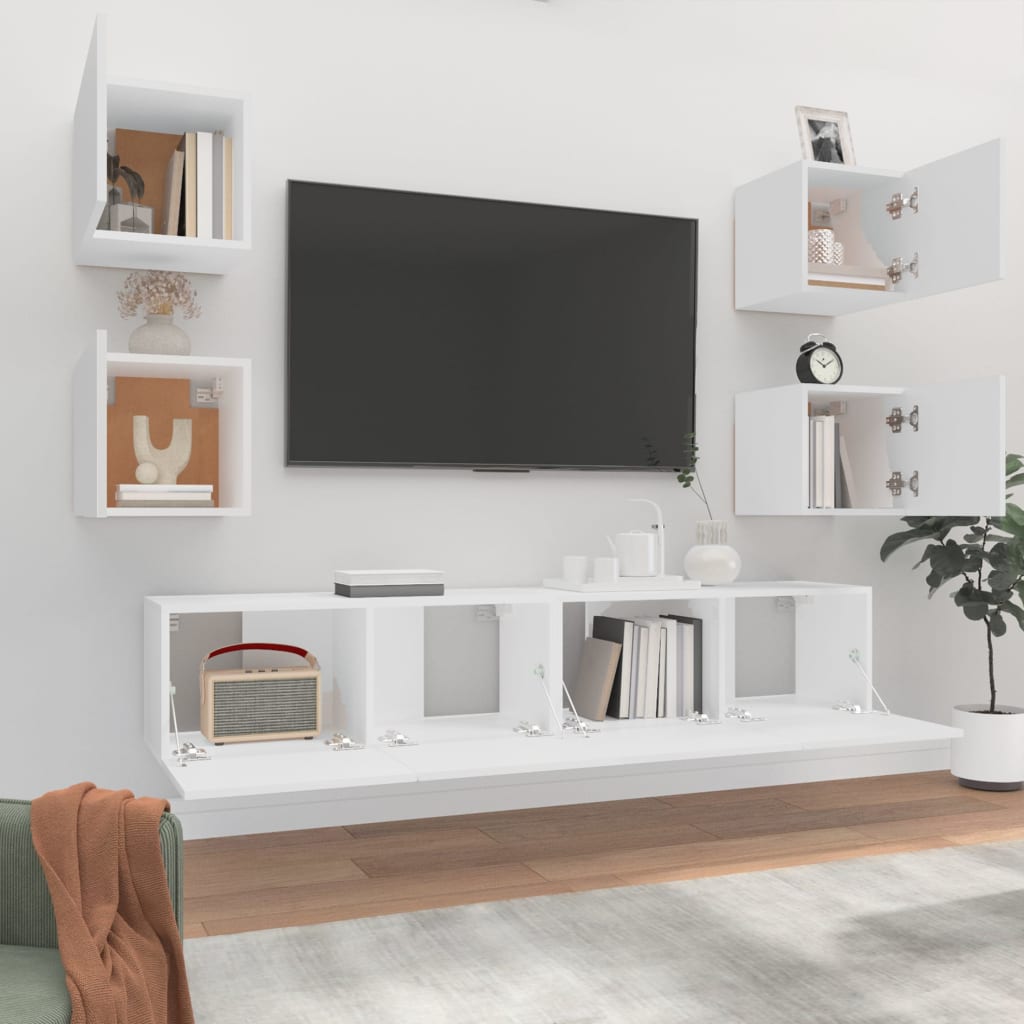 Set di Mobili Porta TV 6 pz Bianco in Legno Multistrato - homemem39