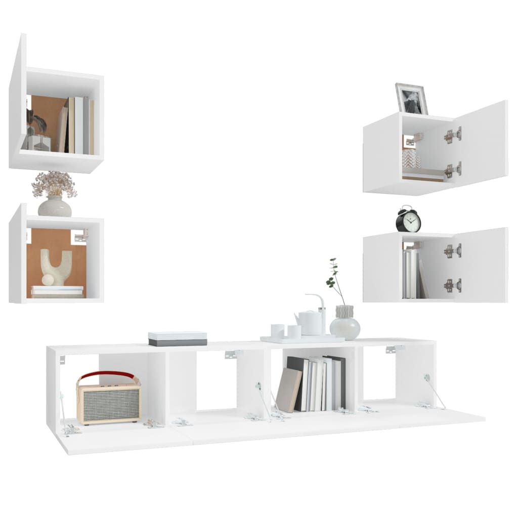 Set di Mobili Porta TV 6 pz Bianco in Legno Multistrato | homemem39