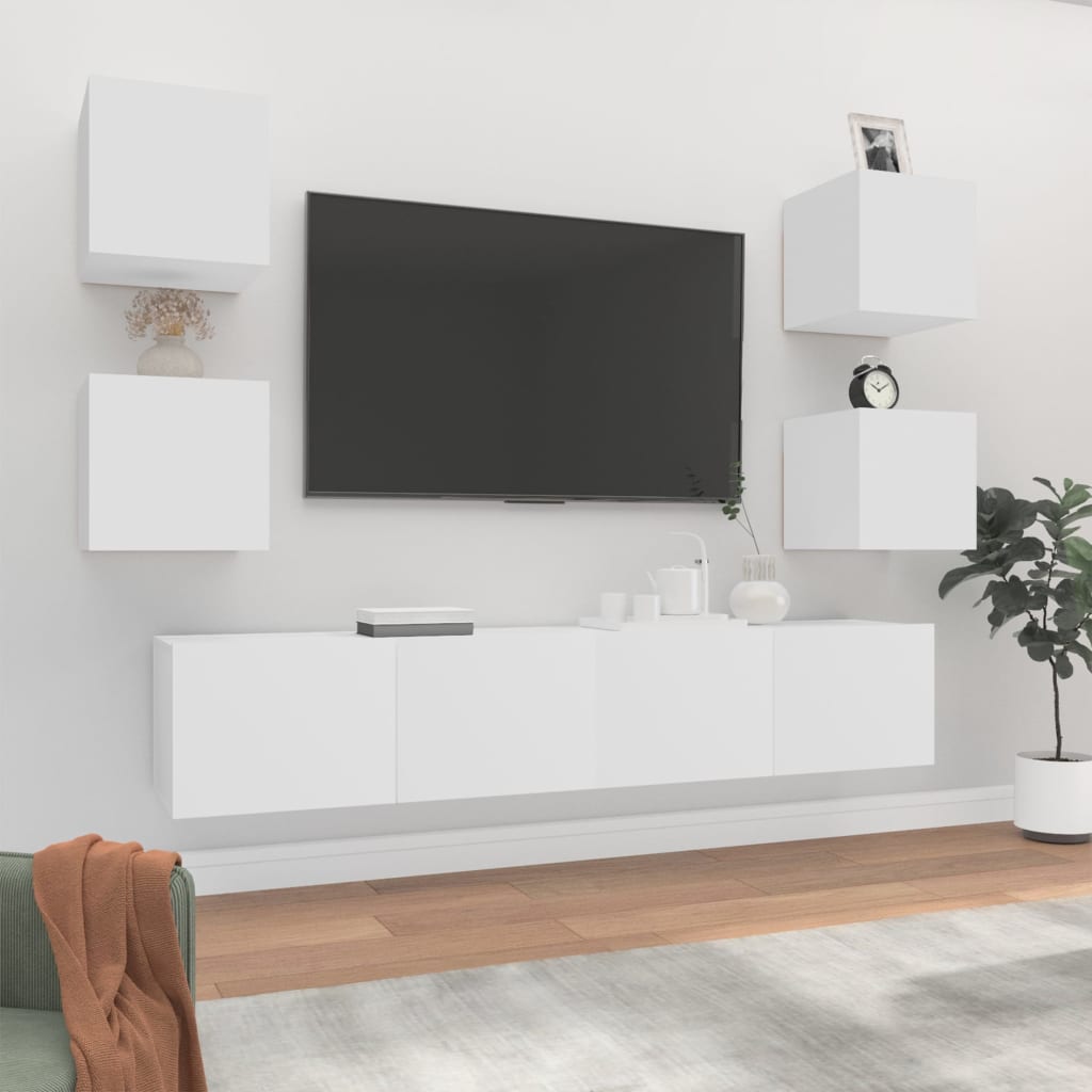 Set di Mobili Porta TV 6 pz Bianco in Legno Multistrato - homemem39