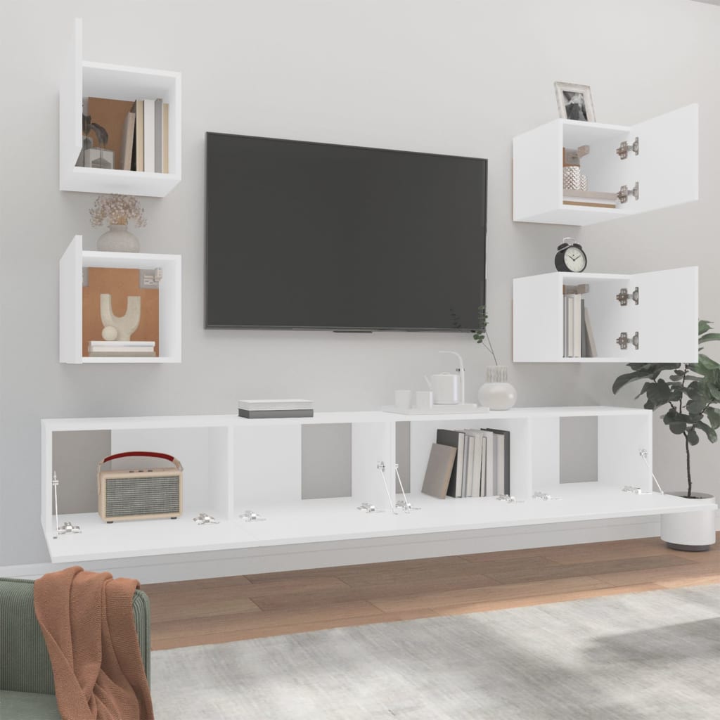 Set di Mobili Porta TV 6 pz Bianco in Legno Multistrato - homemem39