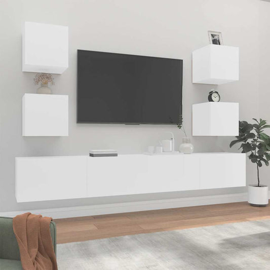 Set di Mobili Porta TV 6 pz Bianco in Legno Multistrato | homemem39
