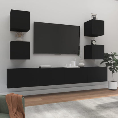 Set Mobili Porta TV 6 pz Nero in Legno Multistrato - homemem39