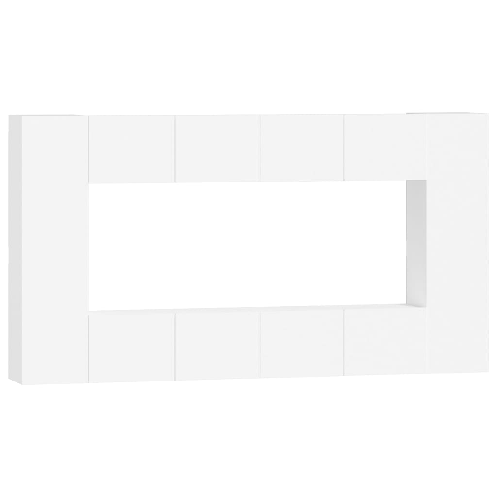 Set Mobili Porta TV 8pz Bianco in Legno Multistrato