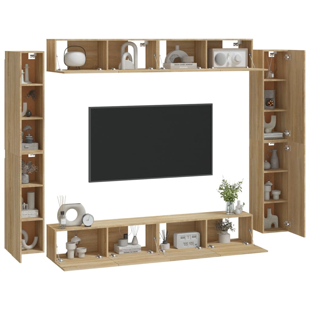 Set Mobili Porta TV 8pz Rovere Sonoma in Legno Multistrato - homemem39