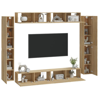 Set Mobili Porta TV 8pz Rovere Sonoma in Legno Multistrato