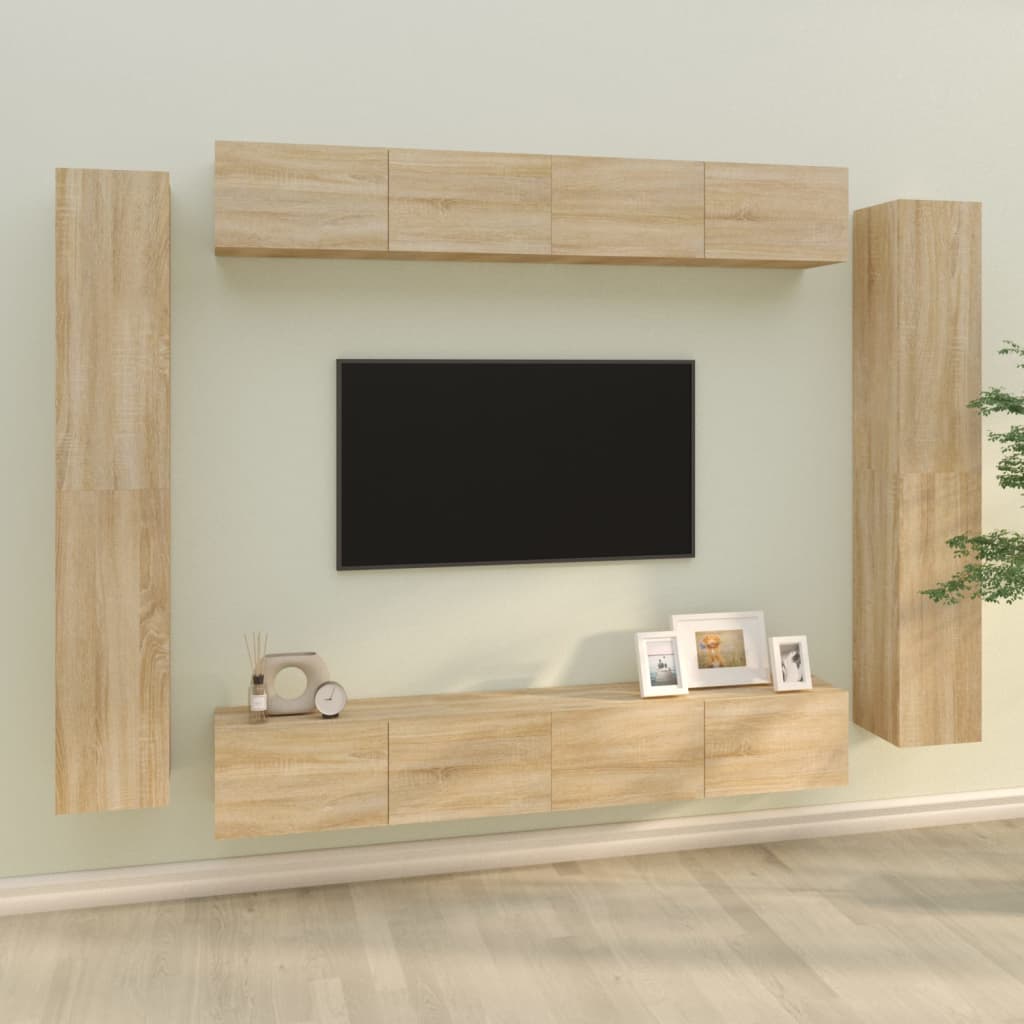 Set Mobili Porta TV 8pz Rovere Sonoma in Legno Multistrato