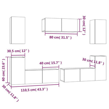 Set di Mobili Porta TV 7 pz Rovere Sonoma in Legno Multistrato