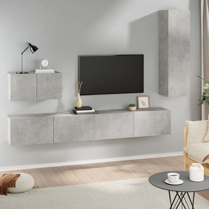 Set di Mobili Porta TV 4 pz Grigio Cemento in Legno Multistrato - homemem39