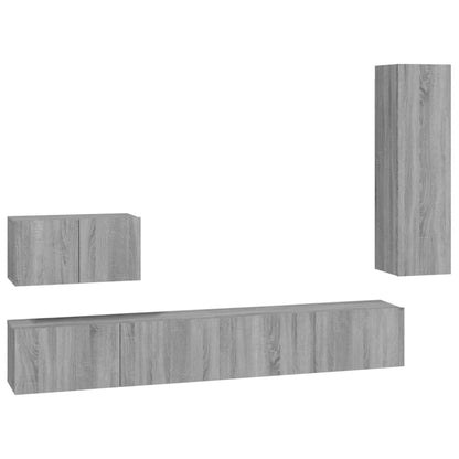 Set di Mobili Porta TV 4 pz Grigio Sonoma in Legno Multistrato - homemem39