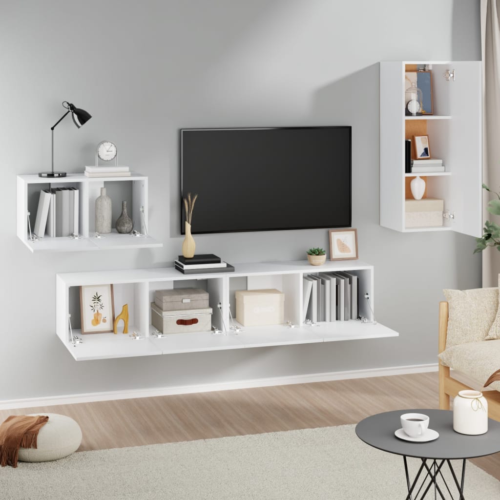 Set di Mobili Porta TV 4 pz Bianco in Legno Multistrato - homemem39