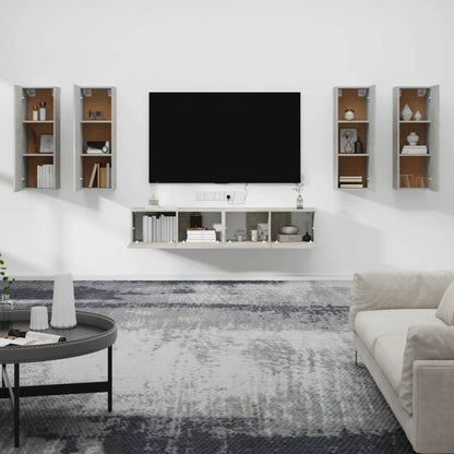 Set di Mobili Porta TV 6 pz Grigio Cemento in Legno Multistrato