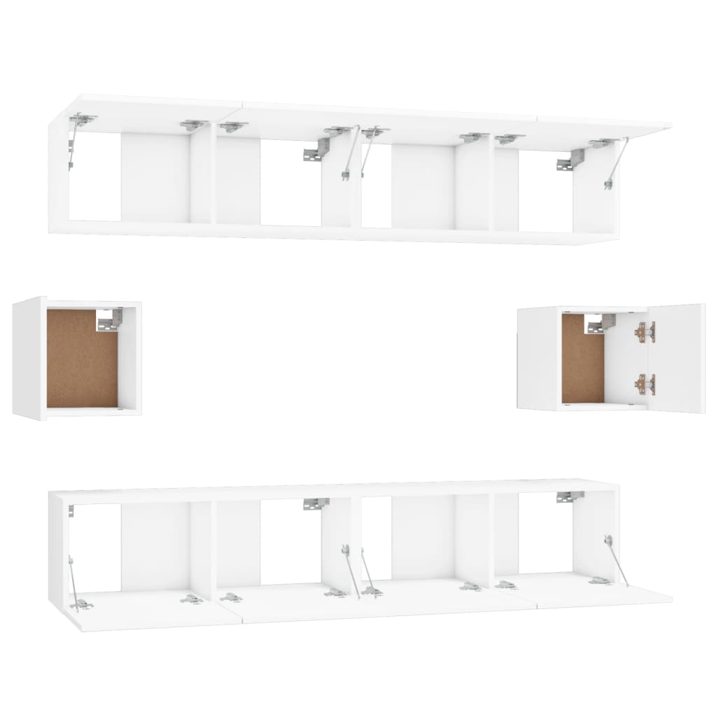 Set di Mobili Porta TV 6 pz Bianco in Legno Multistrato