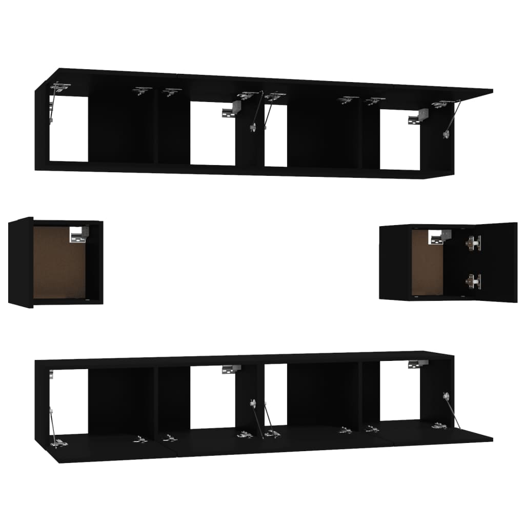 Set Mobili Porta TV 6 pz Nero in Legno Multistrato - homemem39