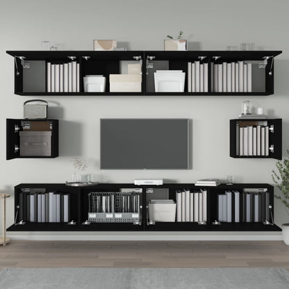 Set Mobili Porta TV 6 pz Nero in Legno Multistrato - homemem39