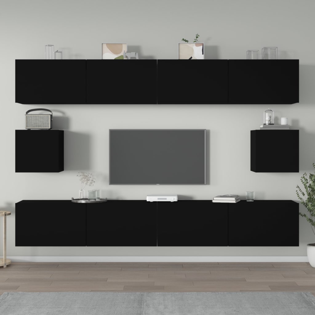 Set Mobili Porta TV 6 pz Nero in Legno Multistrato - homemem39