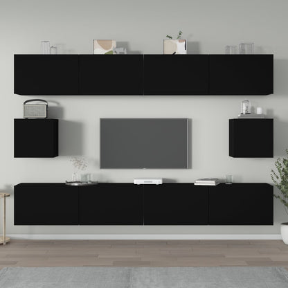 Set Mobili Porta TV 6 pz Nero in Legno Multistrato - homemem39