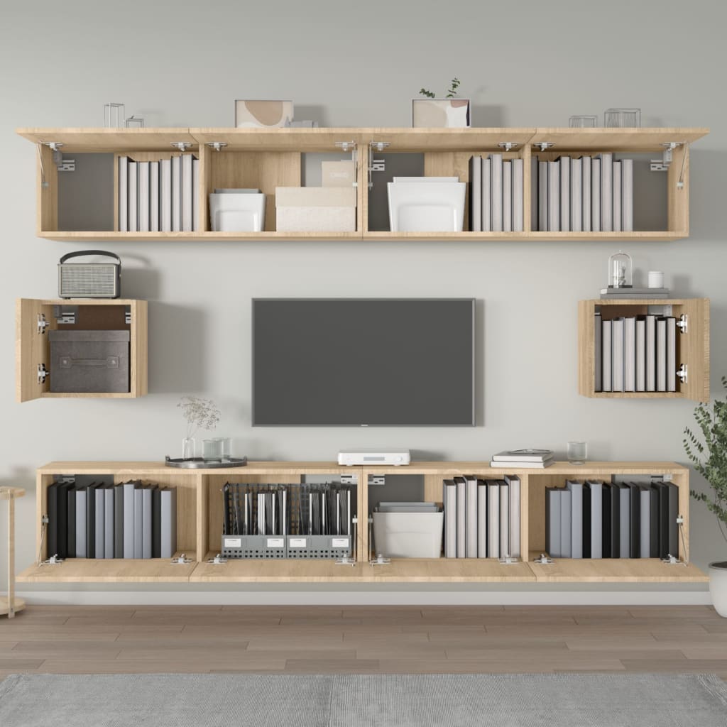 Set di Mobili Porta TV 6 pz Rovere Sonoma in Legno Multistrato