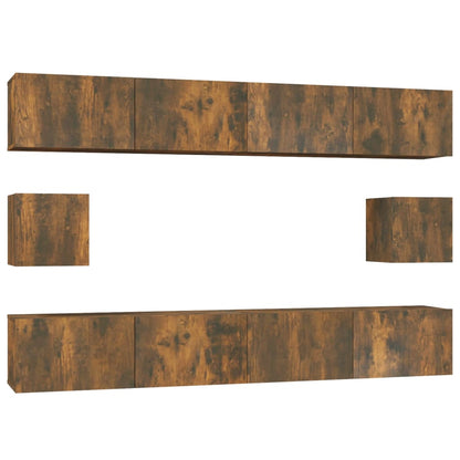 Set di Mobili Porta TV 6 pz Rovere Fumo in Legno Multistrato | homemem39