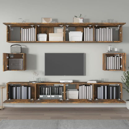 Set di Mobili Porta TV 6 pz Rovere Fumo in Legno Multistrato | homemem39
