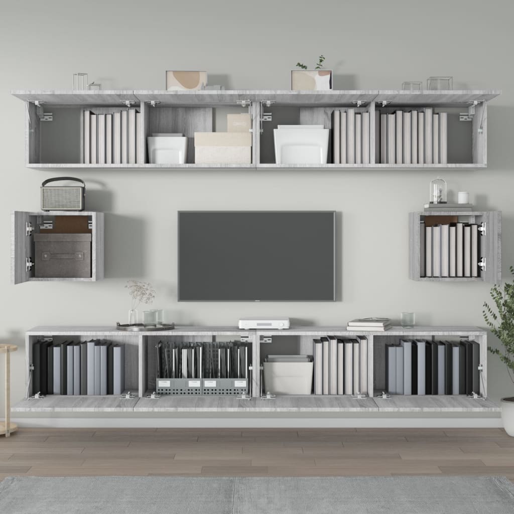 Set di Mobili Porta TV 6 pz Grigio Sonoma in Legno Multistrato - homemem39