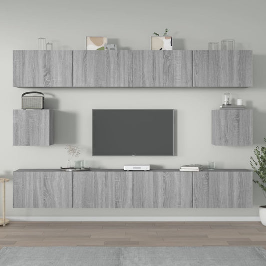 Set di Mobili Porta TV 6 pz Grigio Sonoma in Legno Multistrato