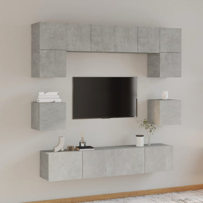 Set Mobili Porta TV 8pz Grigio Cemento in Legno Multistrato - homemem39