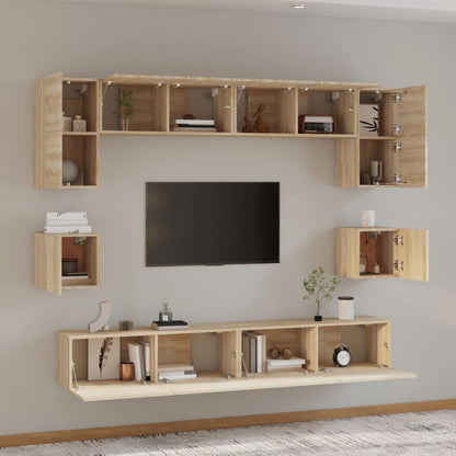 Set Mobili Porta TV 8pz Rovere Sonoma in Legno Multistrato