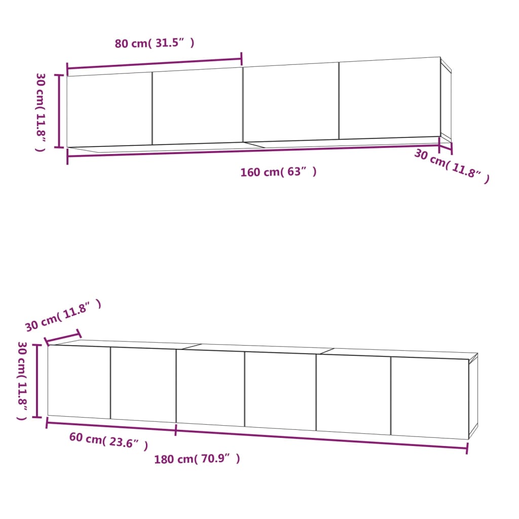 Set di Mobili Porta TV 5 pz Rovere Fumo in Legno Multistrato - homemem39