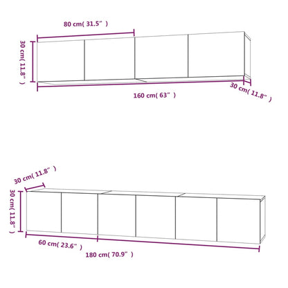 Set di Mobili Porta TV 5 pz Rovere Fumo in Legno Multistrato - homemem39
