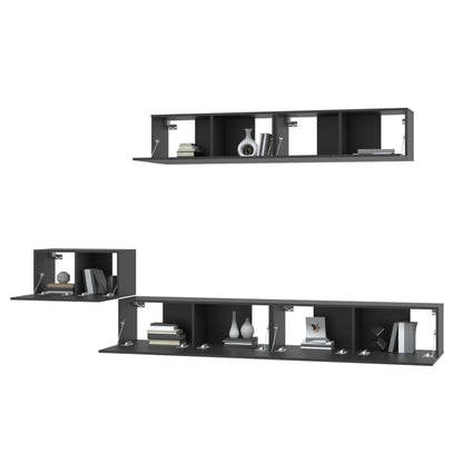 Set di Mobili Porta TV 5 pz Nero in Legno Multistrato