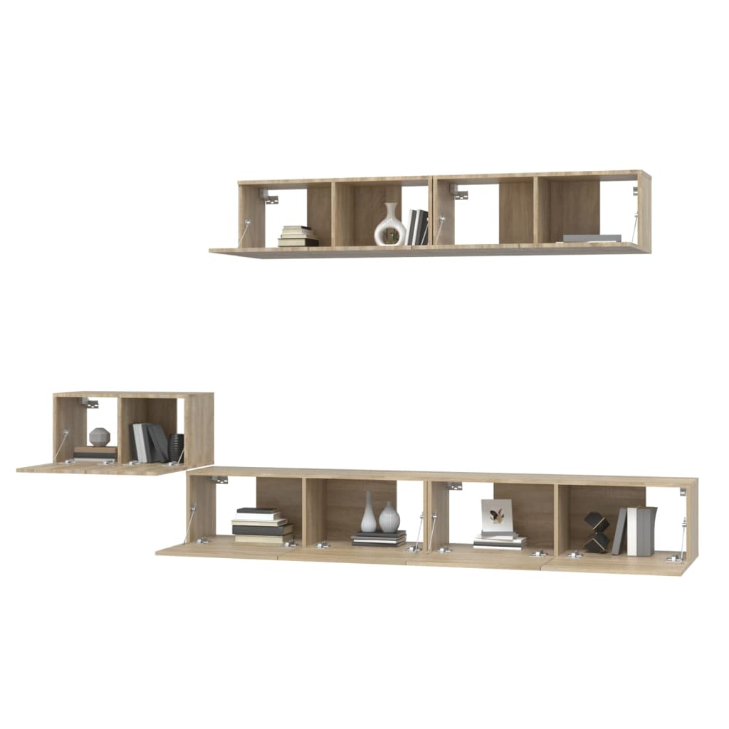 Set di Mobili Porta TV 5 pz Rovere Sonoma in Legno Multistrato