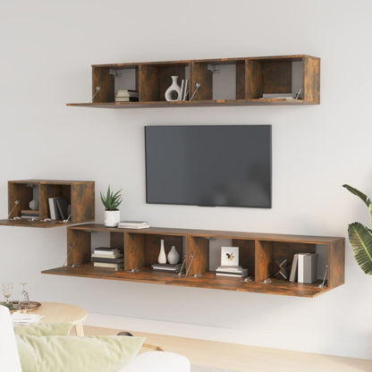 Set di Mobili Porta TV 5 pz Rovere Fumo in Legno Multistrato