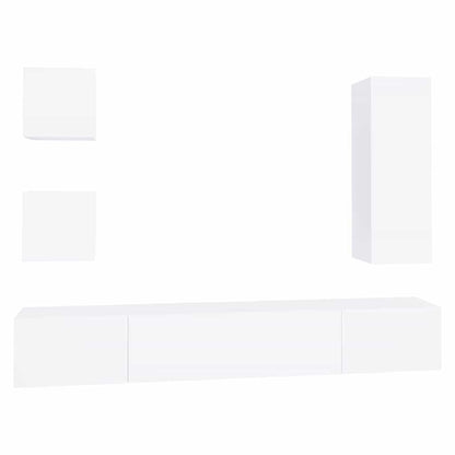 Set di Mobili Porta TV 5 pz Bianco in Legno Multistrato