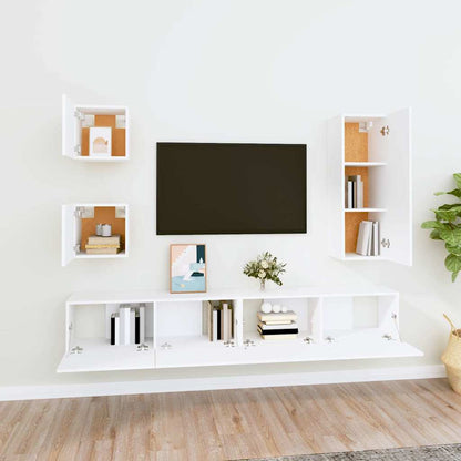 Set di Mobili Porta TV 5 pz Bianco in Legno Multistrato