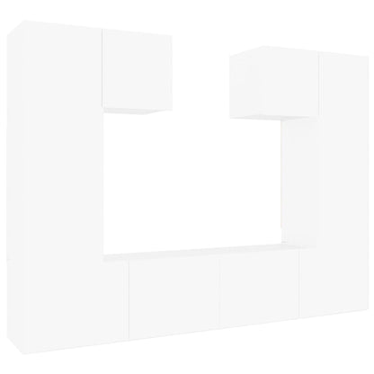 Set di Mobili Porta TV 6 pz Bianco in Legno Multistrato