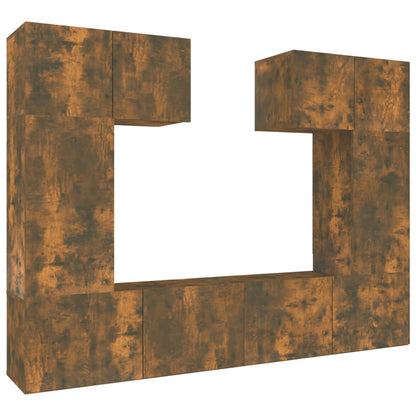 Set di Mobili Porta TV 6 pz Rovere Fumo in Legno Multistrato - homemem39