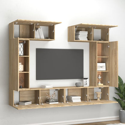 Set di Mobili Porta TV 6 pz Rovere Sonoma in Legno Multistrato