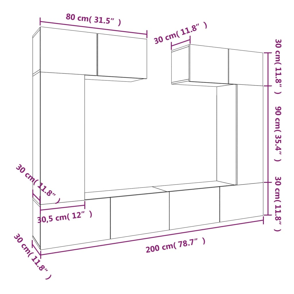 Set di Mobili Porta TV 6 pz Rovere Sonoma in Legno Multistrato