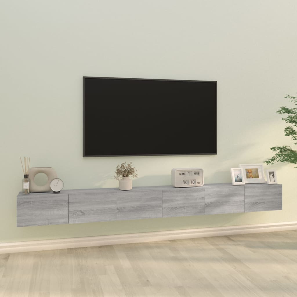 Set Mobili Porta TV 3 pz Grigio Sonoma in Legno Multistrato