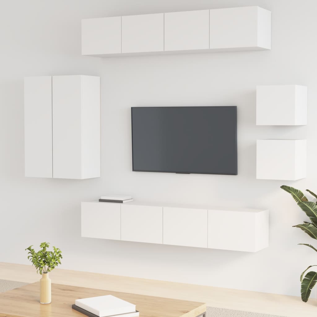 Set Mobili Porta TV 8pz Bianco in Legno Multistrato - homemem39