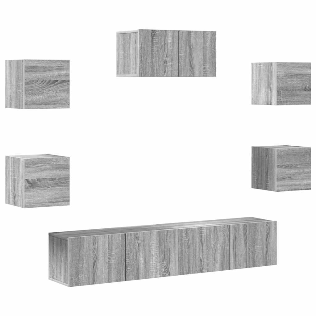 Set di Mobili Porta TV 7 pz Grigio Sonoma in Legno Multistrato - homemem39