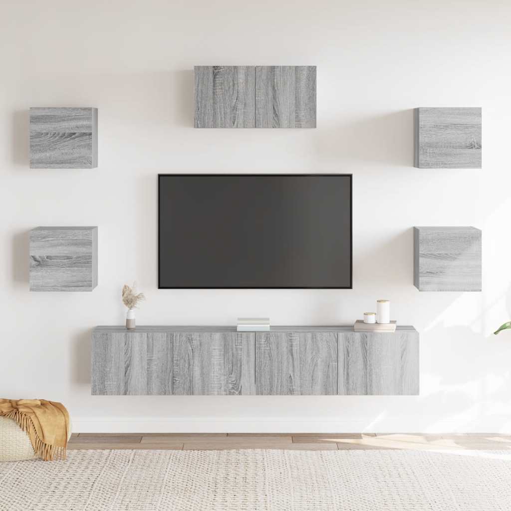 Set di Mobili Porta TV 7 pz Grigio Sonoma in Legno Multistrato - homemem39