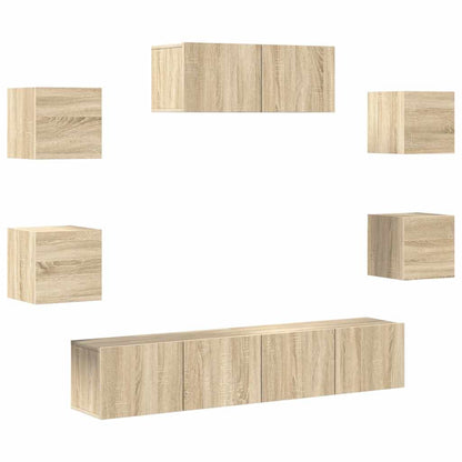 Set di Mobili Porta TV 7 pz Rovere Sonoma in Legno Multistrato
