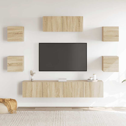 Set di Mobili Porta TV 7 pz Rovere Sonoma in Legno Multistrato