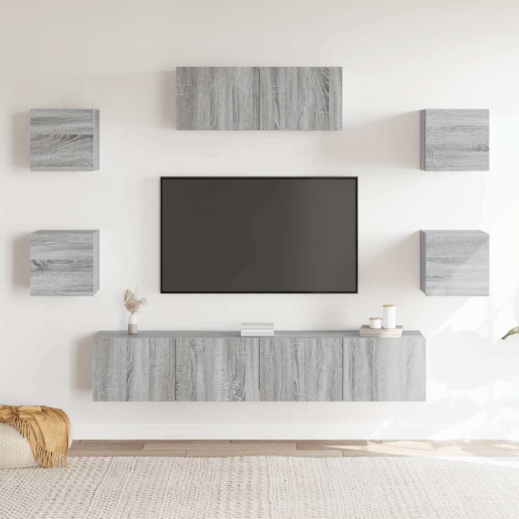 Set di Mobili Porta TV 7 pz Grigio Sonoma in Legno Multistrato - homemem39