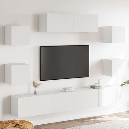 Set di Mobili Porta TV 7 pz Bianco in Legno Multistrato
