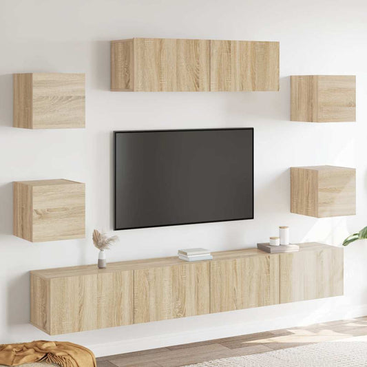 Set di Mobili Porta TV 7 pz Rovere Sonoma in Legno Multistrato