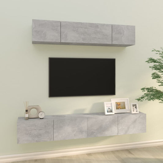 Set di Mobili Porta TV 4 pz Grigio Cemento in Legno Multistrato - homemem39
