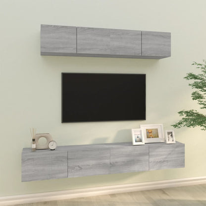 Set di Mobili Porta TV 4 pz Grigio Sonoma in Legno Multistrato - homemem39