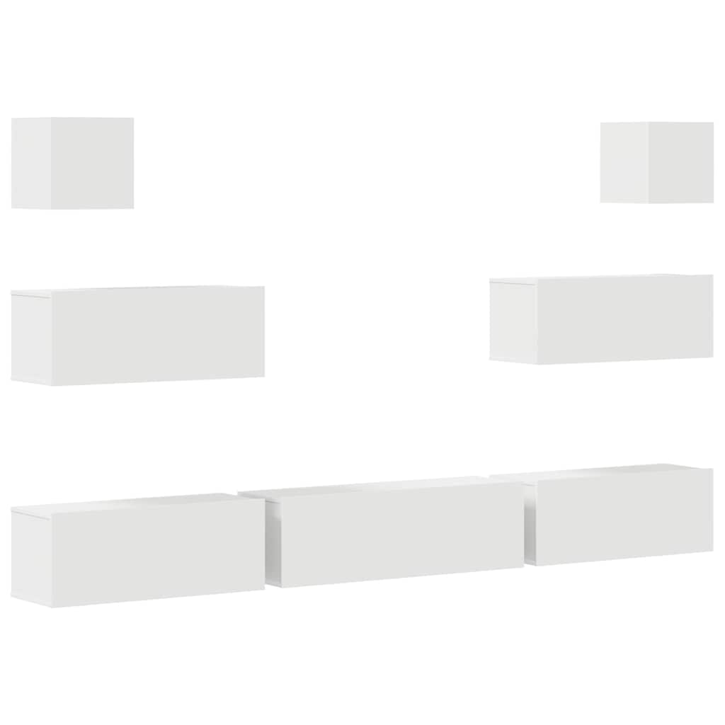 Set di Mobili Porta TV 7 pz Bianco in Legno Multistrato